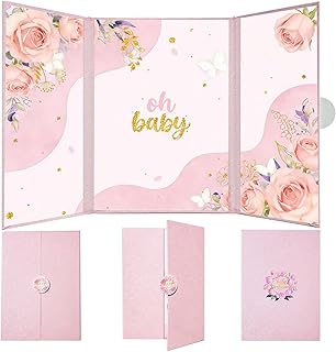 Baby Shower Party Decorations Pink Flower Guest Book to Sign in Guestbooks Welcome Baby Shower Signature Memory Book Creative Card Board Keepsake Decor Party Supplies