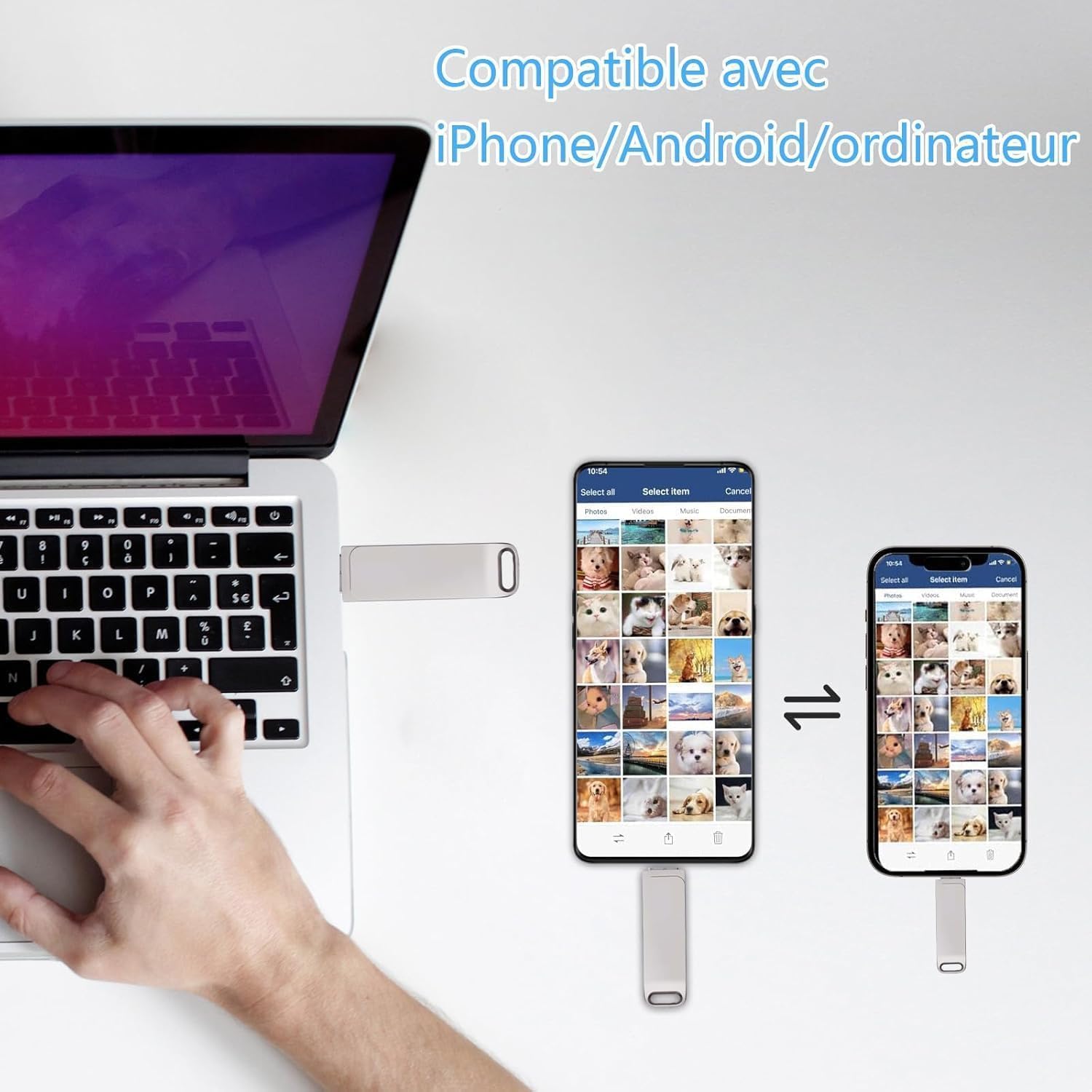 Clé USB 128 Go Flash Drive,Double Port Connecteur USB-C et USB-A, USB 3.0 Transmission Haute Vitesse, Adapté à iOS, Android, Pad, Type C et PC, Cle USB C Stockage Photos, Vidéos - 5
