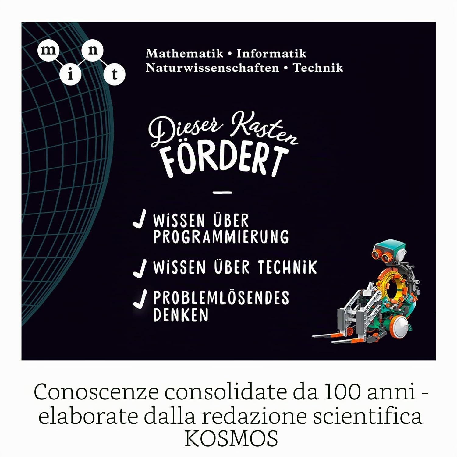 Kosmos 620646 Codix – Il tuo robot di codifica meccanica, programmazione giocosa, giocattolo robot, scatola per esperimenti per bambini dagli 8 ai 12 anni