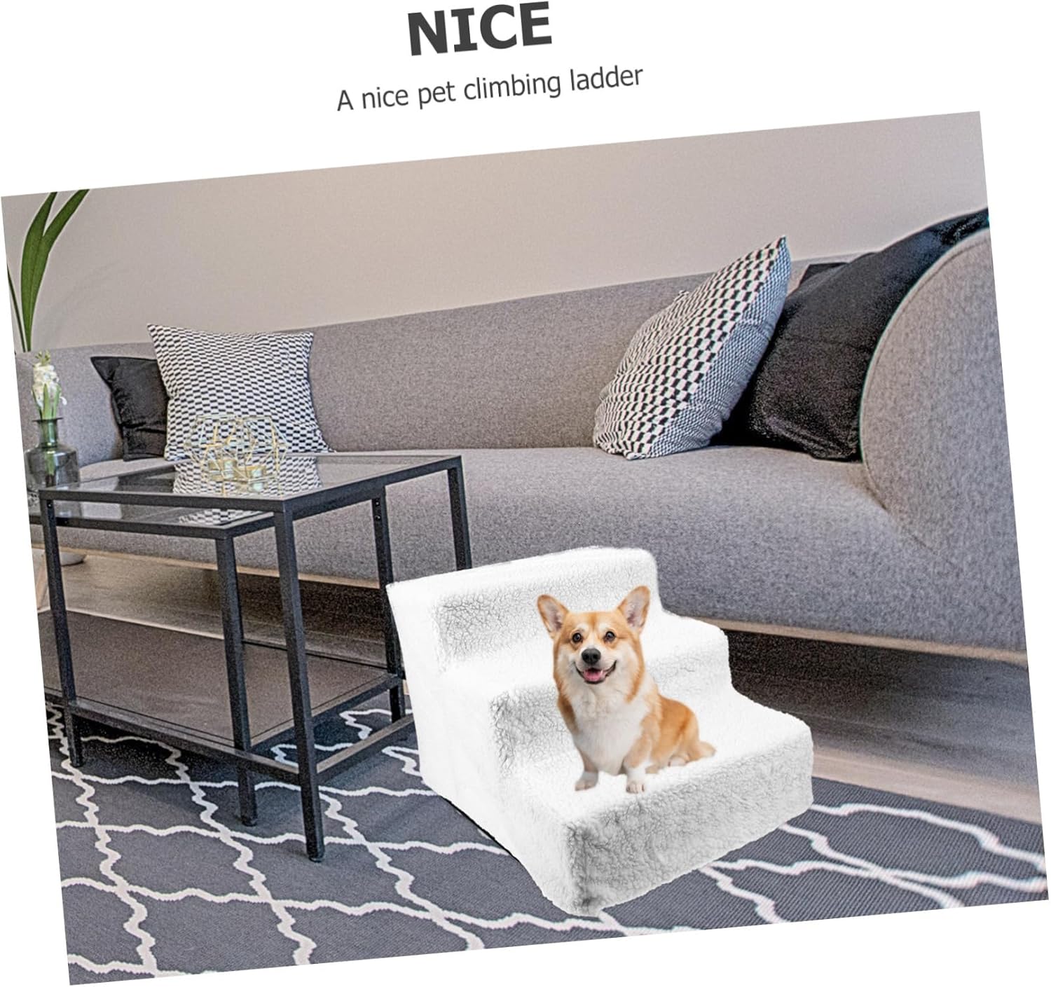 BESPORTBLE Pet Step Ladder for Dogs and Cats Portable Lightweight Ramp Non-Slip Surface Removable Cover for Easy Cleaning for High Beds and Sofas Supports Pets and Older Animals