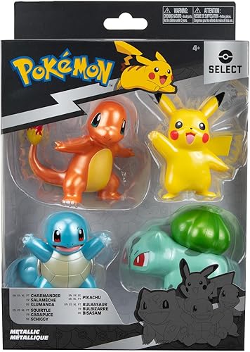 Miniatura 2 de Pokémon Select Metallic Battle Pack - Cuatro figuras de batalla de 3 pulgadas con acabado metálico especial