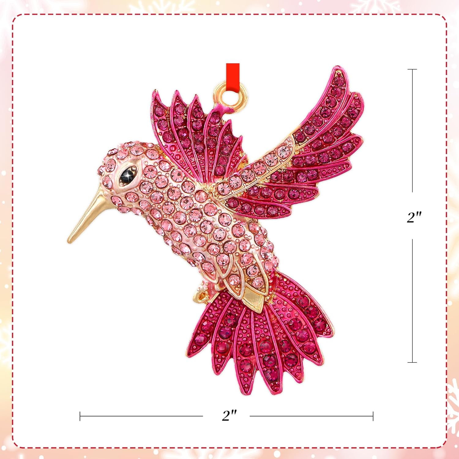 PETCEE Hummingbird Christmas Ornament - Pink Hummingbird Ornament Metal Humming Bird Gifts for Women Bird Christmas Tree Ornaments Decorations Birds Ornaments Keepsake Gifts for Friends Wife Mom Girls - Image 7