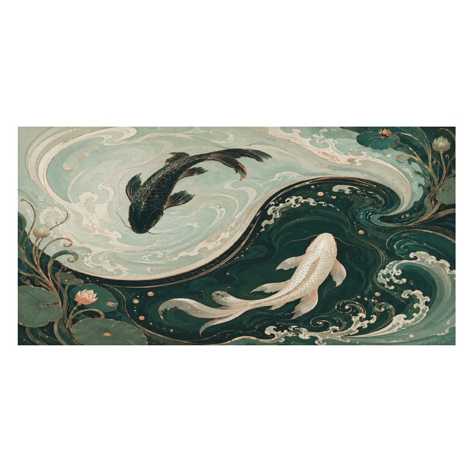 Anceky Koi Fish Yin Yang Water Oversized Beach Towel Quick Dry Sand Free Microfiber Travel Towel Lightweight Multi Purpose Beach Blanket Pool Gym Bath Towel 63x31 in
