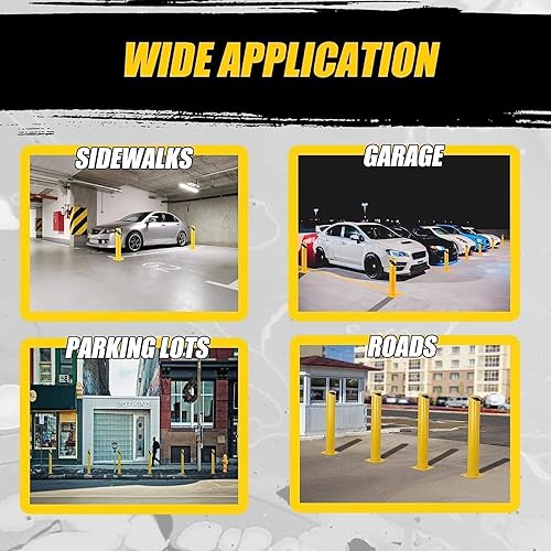 Miniatura 6 de Towallmark - Bolardo de seguridad, 8 paquetes de poste de bolardo de 42 pulgadas de altura, 4.5 pulgadas de diámetro, poste de bolardo de acero de