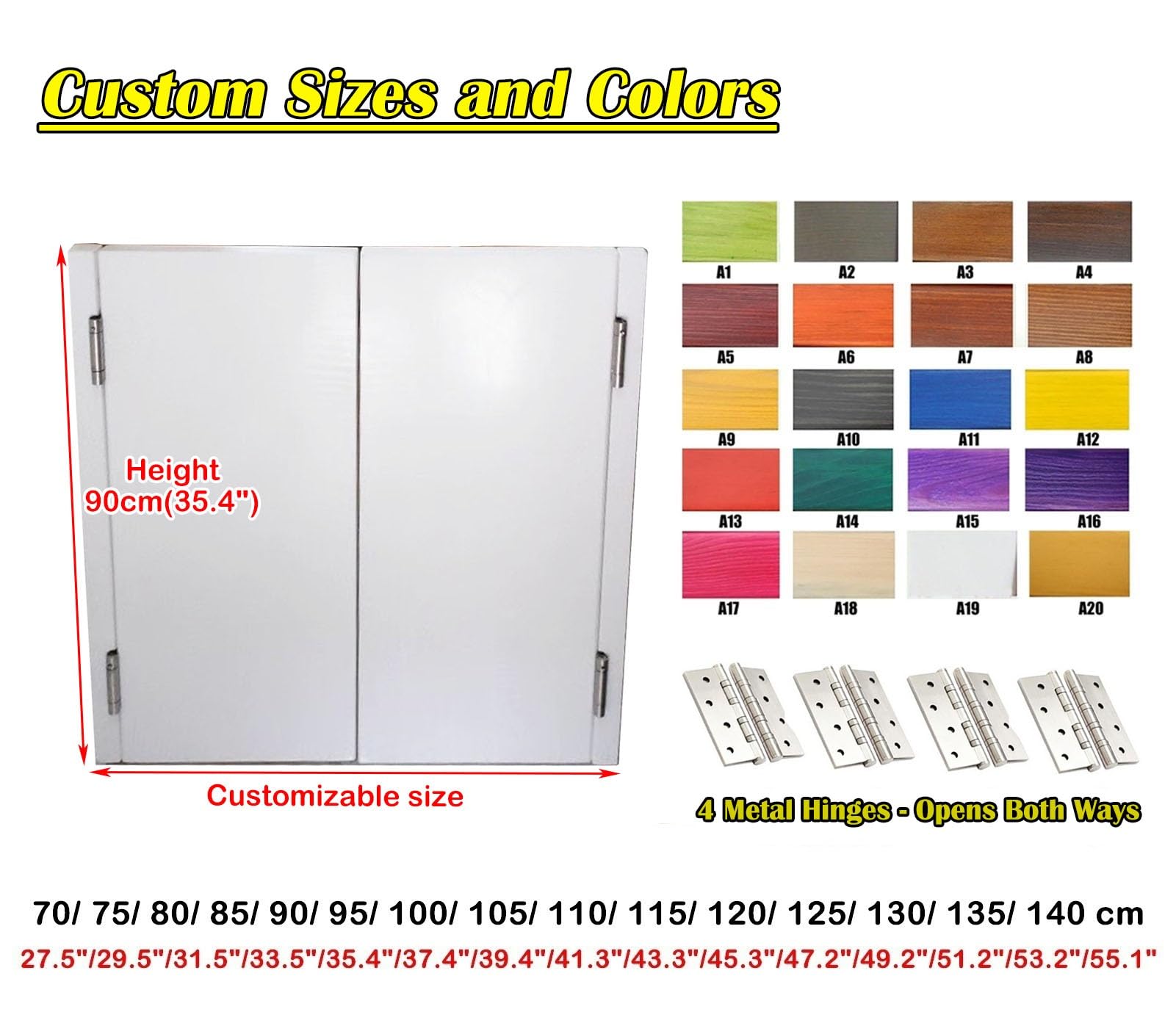 Porte Battante Portes de Saloon Western Porte de Séparation Battante, Porte Battante en Bois de Pin Peint à Surface Lisse, Porte Battante de Décoration Intérieure avec Charnières à Fermeture Automatiq
