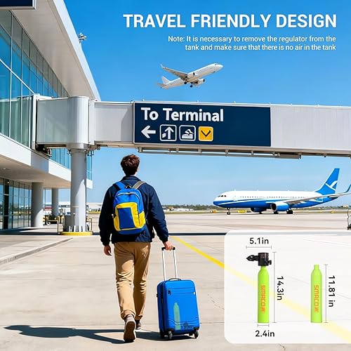 Miniatura 3 de SMACO Mini tanque de buceo doble 0.5L cilindro de buceo proporciona 6-10 minutos de respiración bajo el agua (no más de 33 pies) Kit de tanque de
