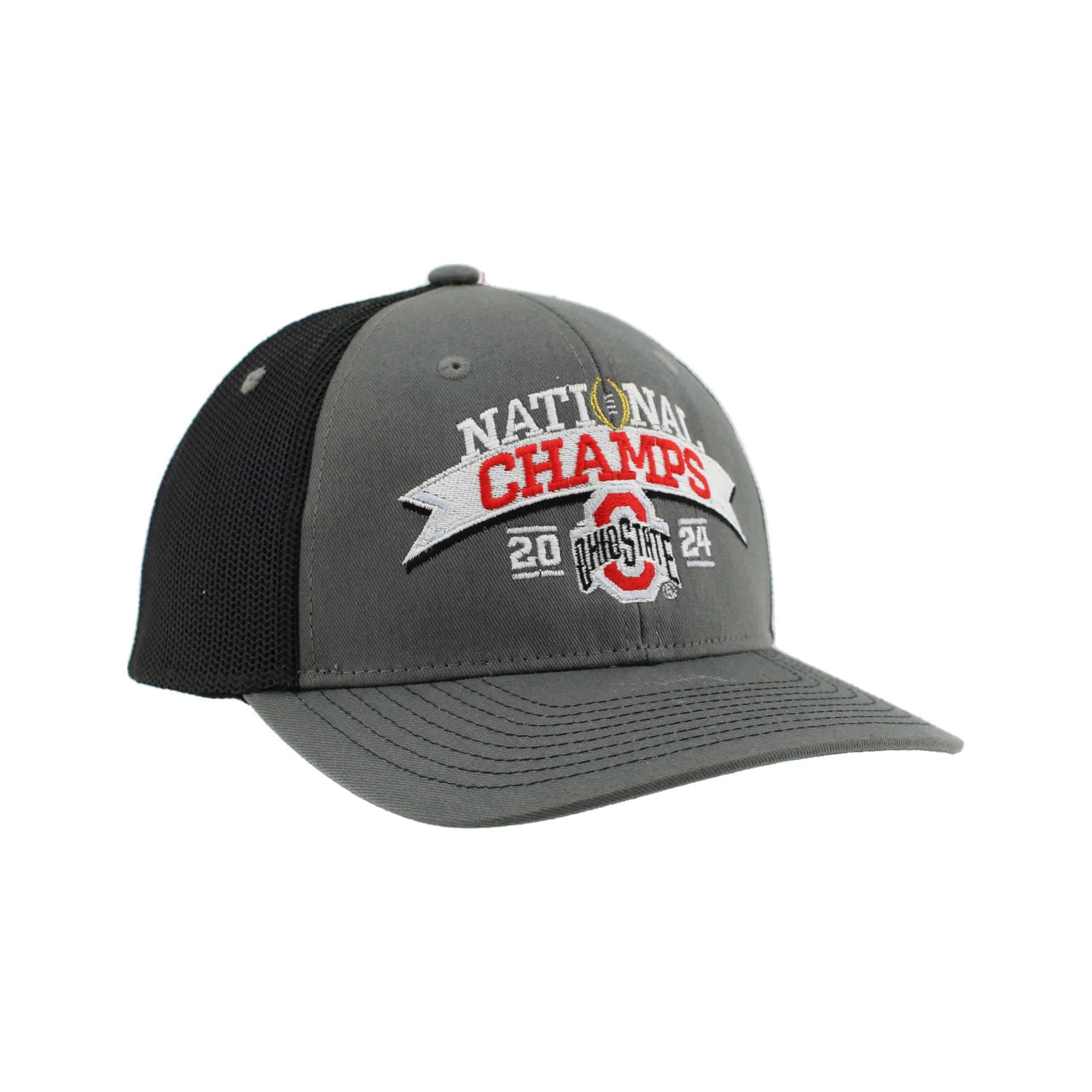 ZHATS Standard Ohio State Buckeyes National Champs 2024 Football Adjustable Snapback Hat Dakota Arch Officially Licensed, Grey