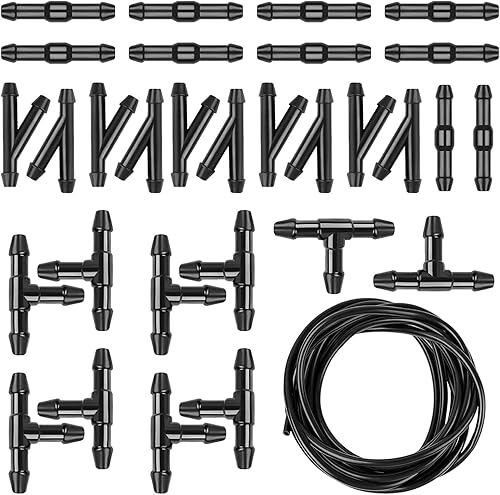 Gseigvee Kit de 30 mangueras para limpiaparabrisas de automóvil, manguera de líquido de lavadora de 13.1 pies, conector de manguera en T tipo Y tipo