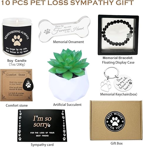 Loss of Dog Cat Pet Sympathy Gift,The Perfect Way to Express Your Condolences Dog Memorial Gifts for Loss of Dog Remembrance Gift Basket for Friends Family (Black)(black)