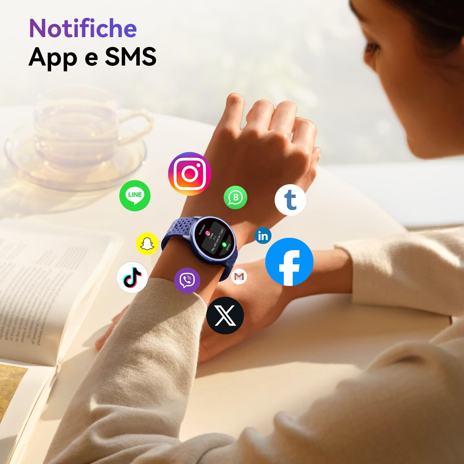 Smartwatch Donna 1.27'' Orologio Uomo Rotondo con 2 Cinturini,120+ Modalità Sportive, Corsi di Ginnastica 3ATM Monitoraggio Salute e Sonno Contapassi Fitness Watch per Samsung/Android/iPhone Viola
