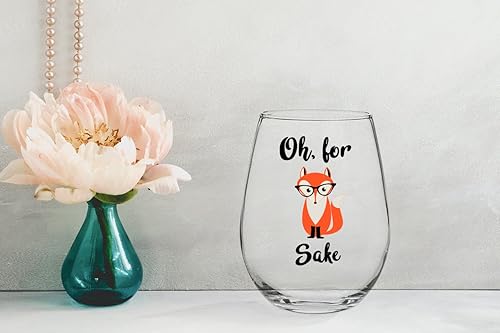 Miniatura 5 de Oh, For Fox Sake - Vaso divertido sin tallo de 15 onzas, regalos de cumpleaños temáticos únicos para hombres, mujeres, él o ella, idea perfecta para