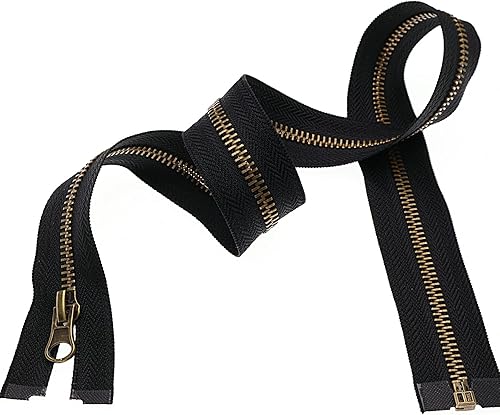 Miniatura 8 de Leekayer 2 cremalleras de metal #5 de 27 pulgadas para chaquetas, abrigos de costura, manualidades, latón antiguo, cremallera separadora de 27