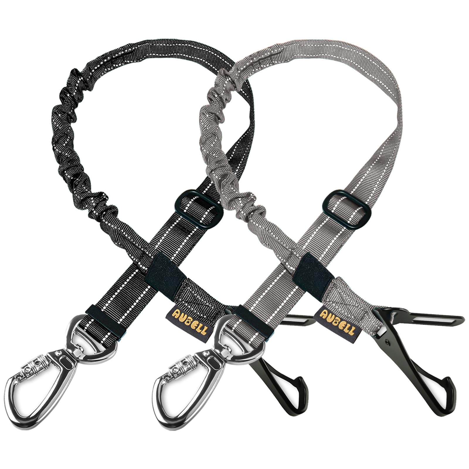 AUBELL Dog Seat Belt for Car,2 Pack Set 3-in-1 Dog Car Harness,Black+Grey