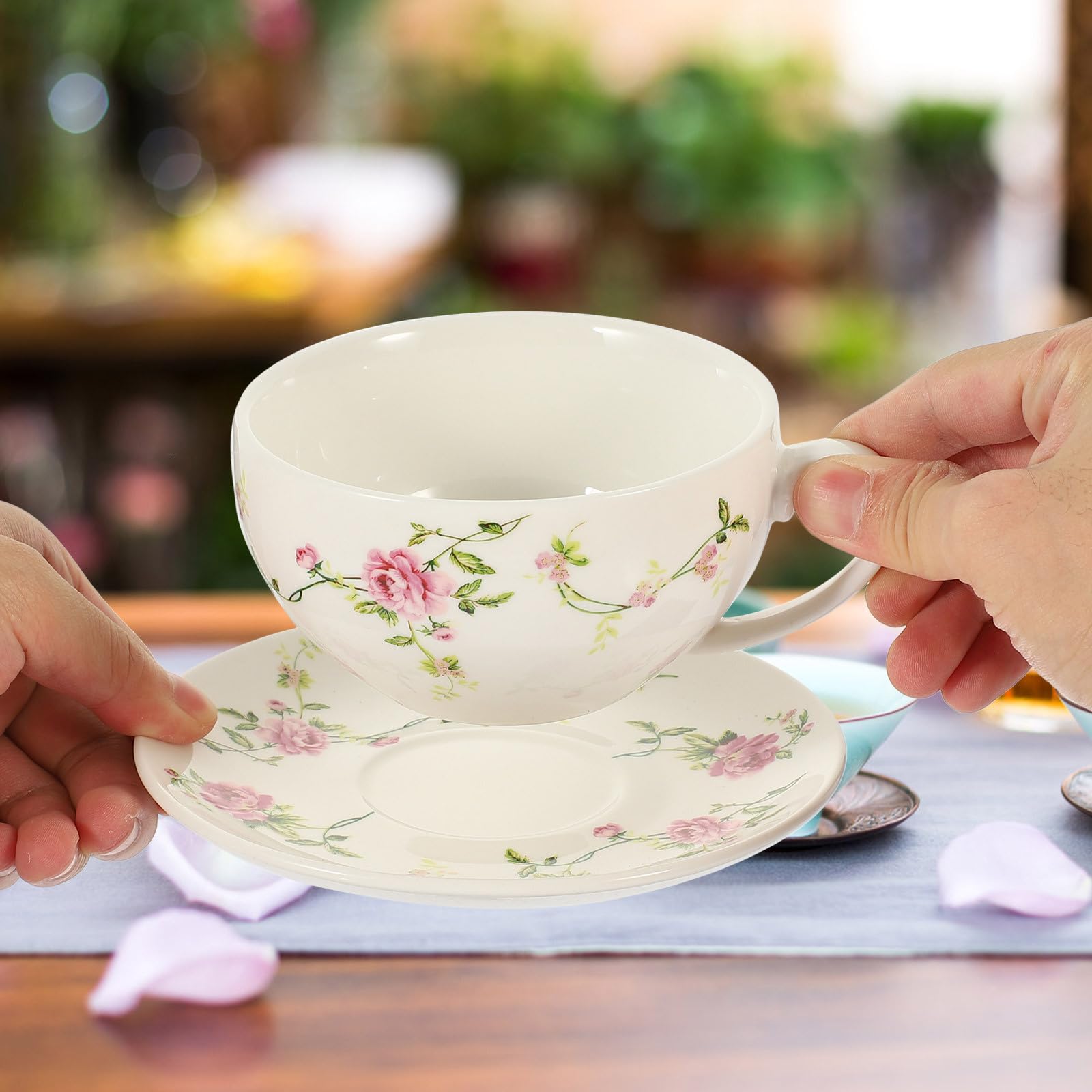 SEWACC Keramik Teekannen Satz mit Tasse und Untertasse Hitzebeständig Kleiner Chinesischer Teekessel für Losen Tee und Blütentee Klassisches Retro Design für Teeliebhaber und Reisende