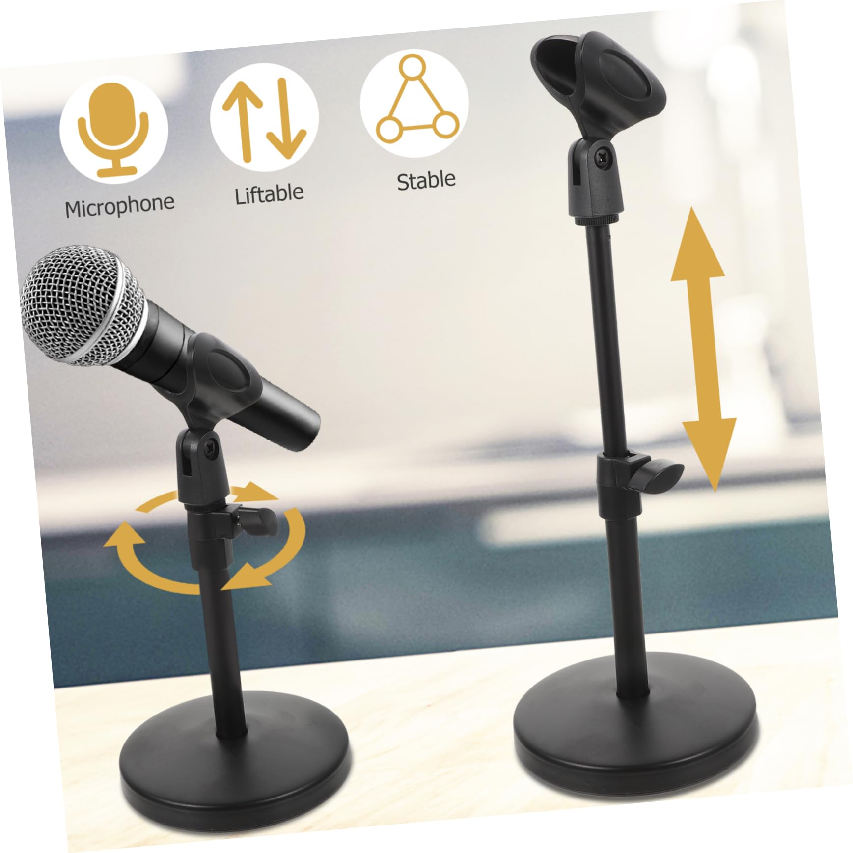Supporto Microfono da Tavolo Regolabile Anti-vibrazione Nero | Struttura in Metallo, con Filtro Pop e Ripiano di Sostegno, per Studi Audio e Voice Over