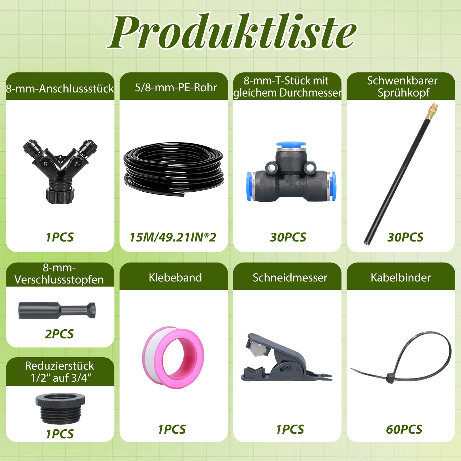 ACESOME system nawadniania ogrodu, 20 m, automatyczny zestaw nawadniający, rury nawadniające, nawadnianie kropelkowe, Micro Drip do roślin doniczkowych, podwyższona grządka, taras, szklarnia