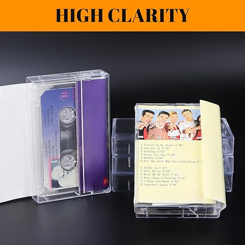 Miniatura 5 de Paquete de 10 cajas de almacenamiento y soporte de cinta de casete  Organizador de casetes de audio de plástico transparente con protección