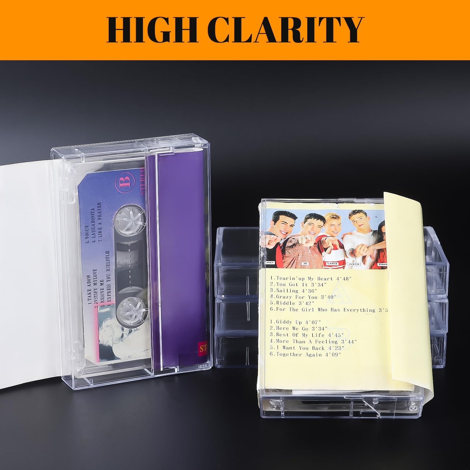Confezione da 10 custodie e supporti per cassette audio, in plastica trasparente, con protezione antigraffio/polvere, scatole di ricambio classiche in stile norelco (10 x 6 x 1,5 cm (lunghezza x
