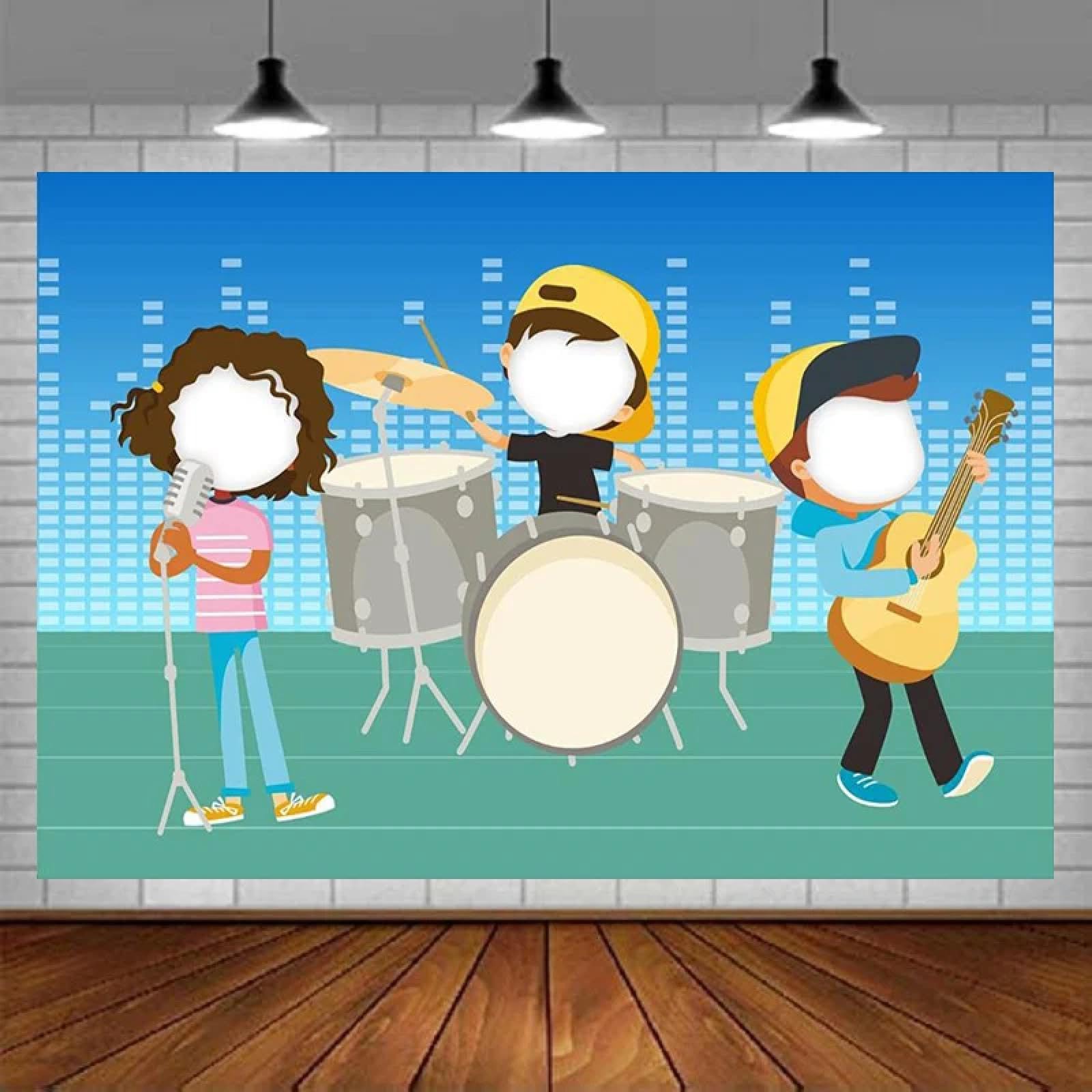 Banda Actuación Fondo Música Rock Pop Baterista ist Cantante Baile Decoración para Mujer Hombre Niño Niña Fiesta de Cumpleaños Fondo