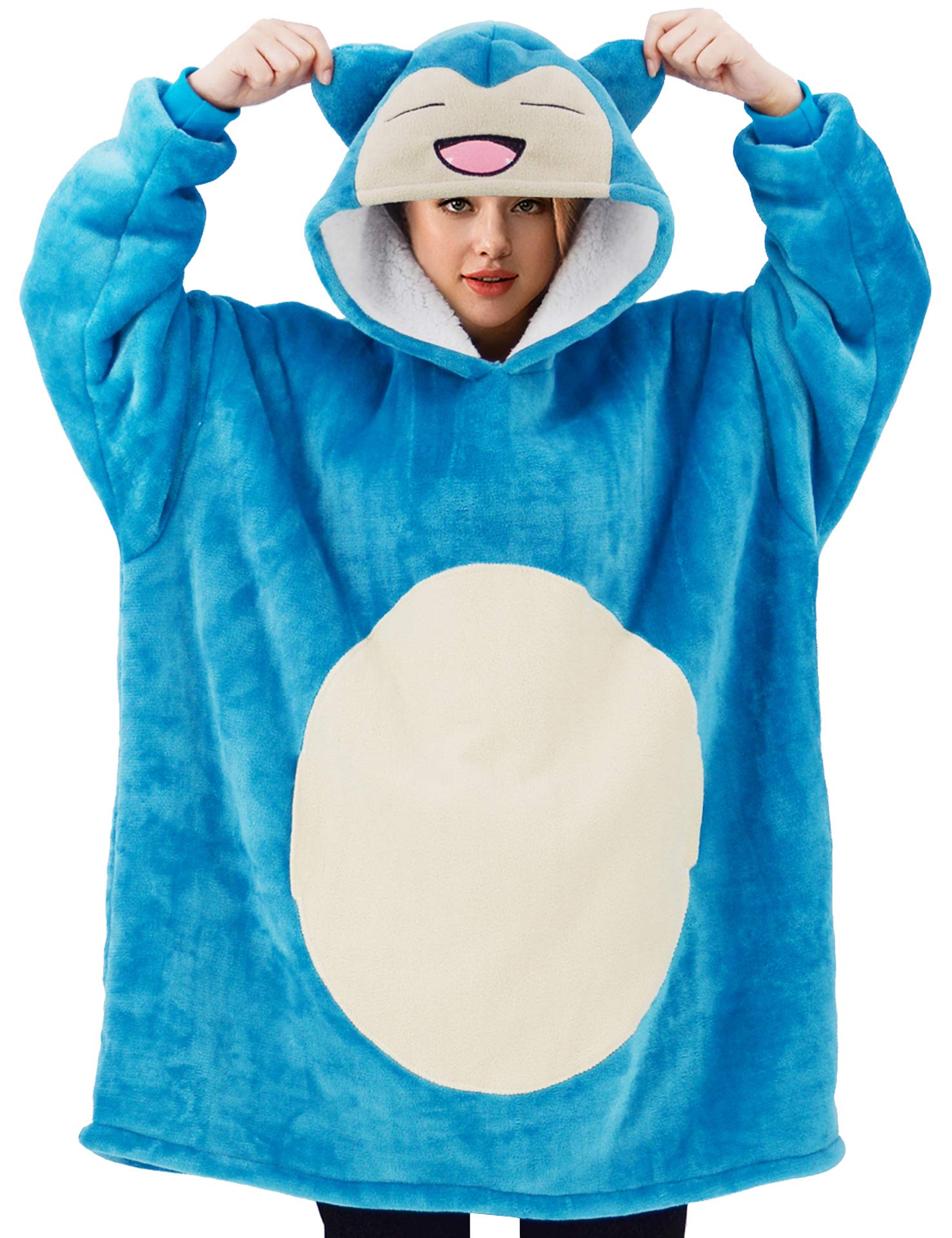 vavalad Wearable Blanket Sweatshirt Sherpa Oversized Hoodie TV-Blanket with Sleeves and Pockets for Adults Men Women Teens One Size Fits All