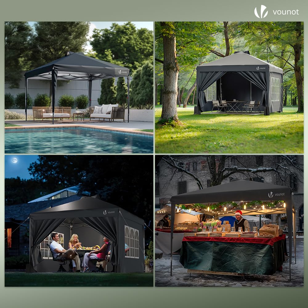 Toboli paviljoen 3 x 6 m in grijs met UV-bescherming 50 , tuinhuisje met oprolbare