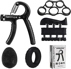Hand Grip Kit de 5 em 1 Fortalecimento de Mãos Ajustável 5 a 60 kg, Ideal para Reabilitação e Fisioterapia para Artrite, Tendinite e Treino Esportivo