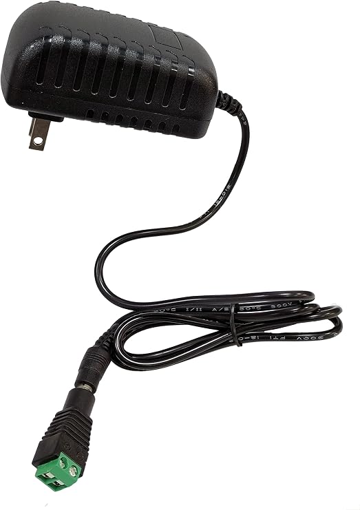 12 Volt 2A Power Adapter Supply, AC 100-240V to DC 12 V Power Supply Transformer Charger Wall Plug for DC12V Light Security CCTV Camera, Black, 8x5x3.3 cm