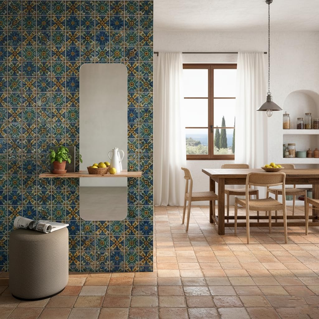 ARHome Miroir moulé avec étagère Moderne, 130 x 80 x 19 cm, Chêne Rustique, Made in Italy