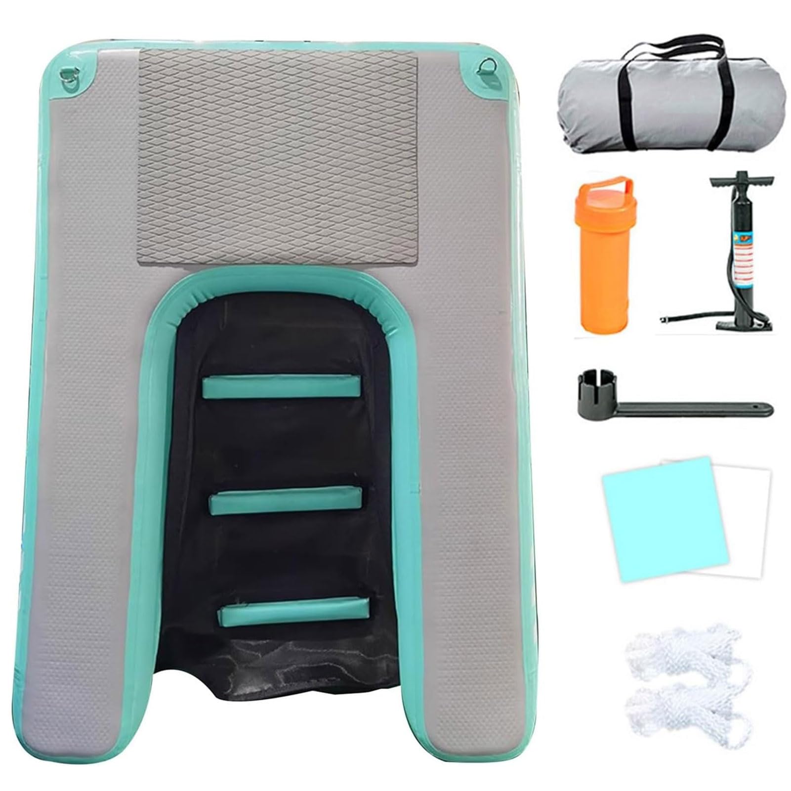 Rampa Flotante para Perros de Agua - Plataforma Inflable Antideslizante de EVA para Piscinas, Pontones, para Piscinas, Lagos y Playas, para Perros de 60 kg (Azul)