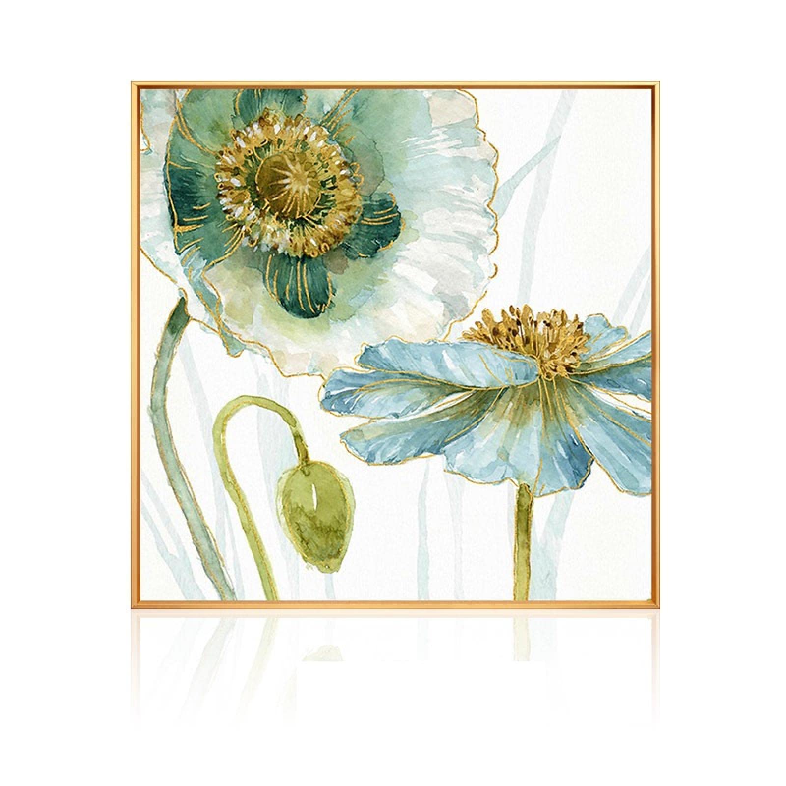 「青い花束」 花束の抽象画 金色フレーム付き 青い花束」 花束の抽象画 金色フレーム付き 2d 3個 15.7*23.6インチ/