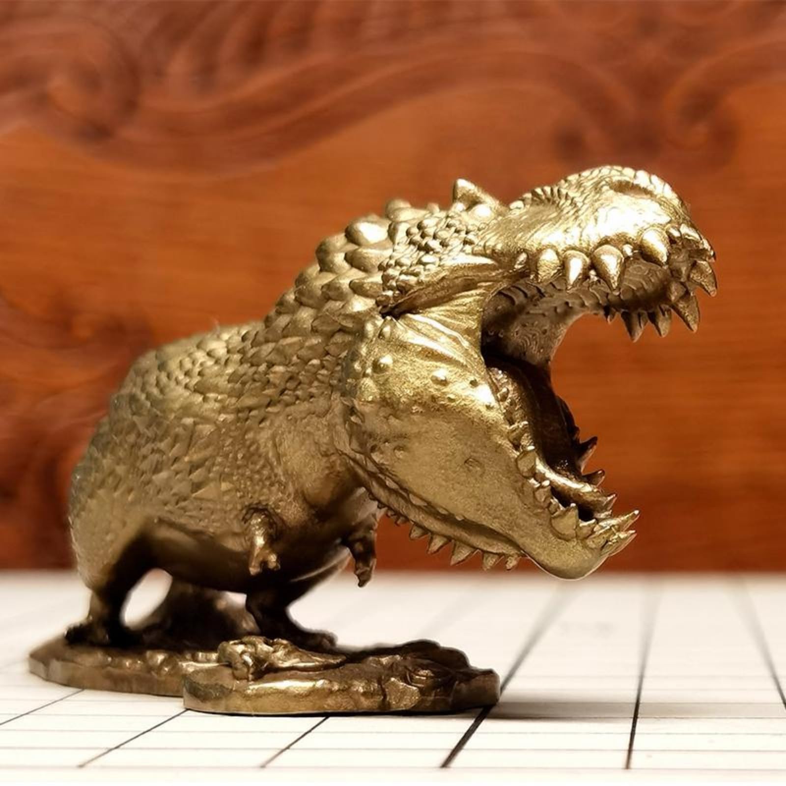 Mosiężna Statua Tyrannosaurus Rex Z Otwartymi Ustami, Dekoracja Biurka, Metalowa Rzeźba Modelu Dinozaura Jurajskiego, Dekoracja Regału Na Biurko