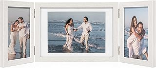 Afuly 3 Picture Frame 5x7 4x6 Triple Hinged Picture Frames White Folding...
