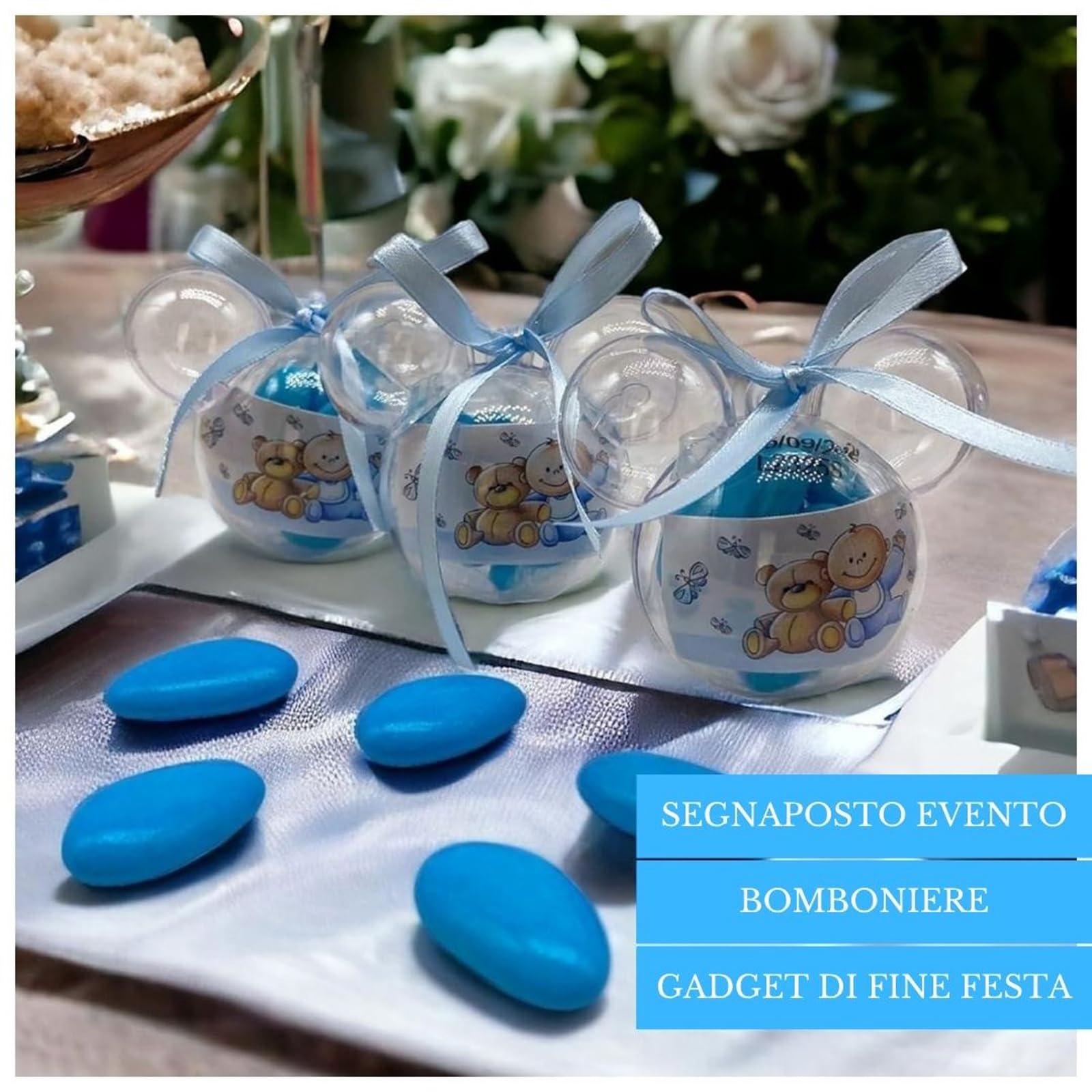 Ingrosso e Risparmio Bomboniera Nascita 10 Scatoline Plexiglass Topolino 10 Bustine Confetti Celesti 10 Bigliettini Bimbo Personalizzabili Compleanno Battesimo Gadget (Fai da Te - Maschio)