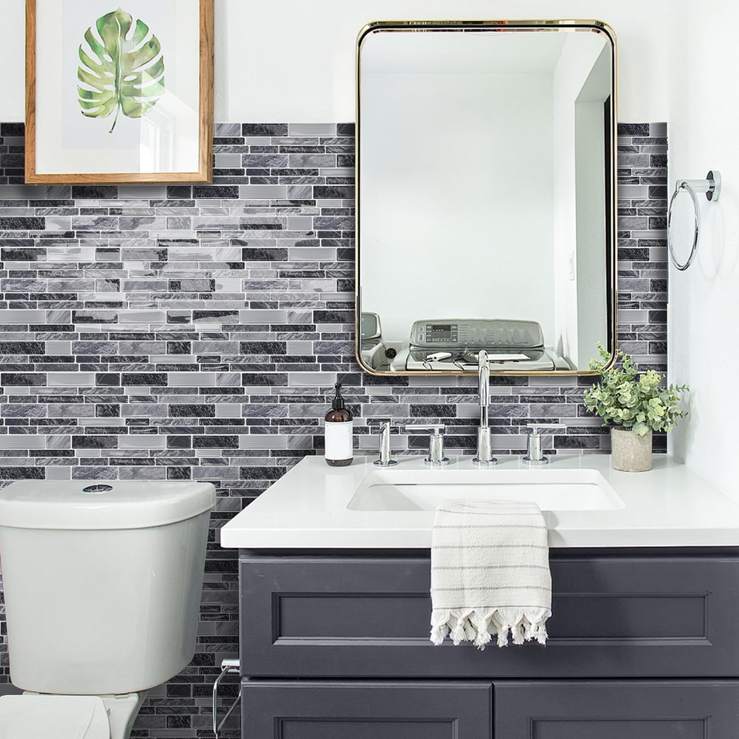 20-Sheet Peel and Stick Backsplash Tiles, 3D Tile Stickers, Waterproof Kitchen/Bathroom Wall Decor for Home Vinyl Decorative Marble Tiles