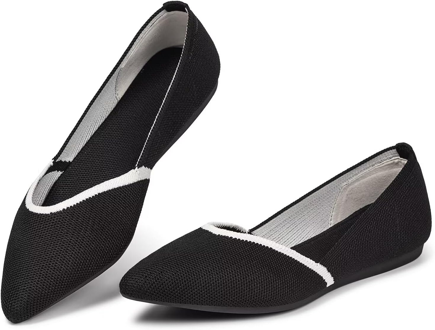 Frank Mully Womens Flat Shoes Classic Pointed Toe Flats Knitted Dress Shoes Soft Flats for Woman Comfortable Dressy
