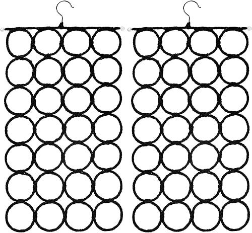 Tosnail Paquete de 2 soportes para colgar bufandas, ahorrador de espacio para corbata, cinturón, bufandas, calcetines, color negro