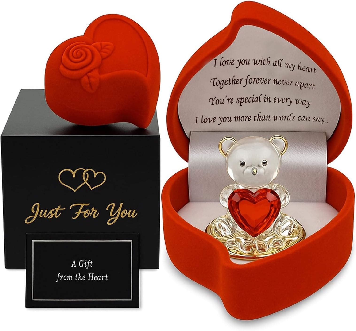 SAFRI Teddy Bear Girlfriend Boyfriend Husband Wife Fiancee Fiance Gift Christmas Valentines day Gift Boxed Glass Ornament Mum Mothers Day Present