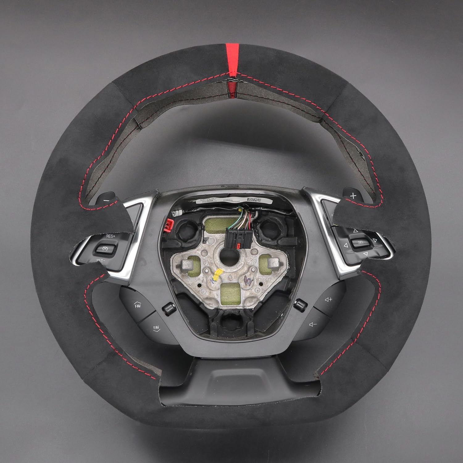 MEWANT Hand Stitch Dark Gray 9002 Athsuede Steering Wheel Cover for Chevy Camaro 2016-2024 DIY Steering Wrap