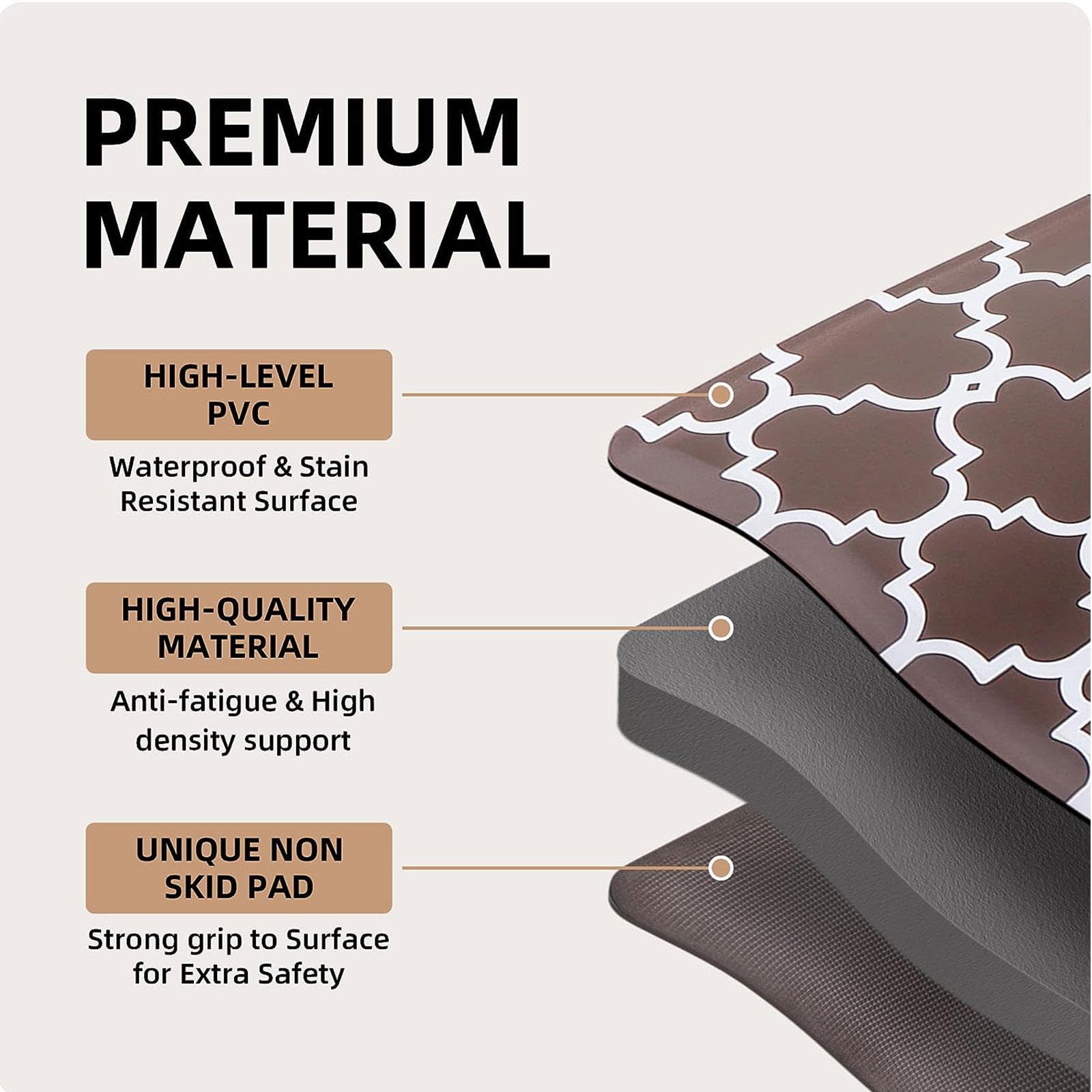 Alfombra antifatiga para Cocina, Oficina, Antideslizante, Impermeable, ergonómica, Gruesa y Acolchada (roja, 44,5 x 182,8 cm)