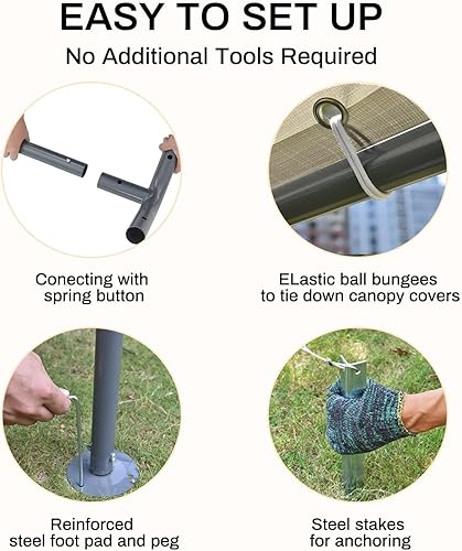 Miniatura 7 de Cochera al aire libre de 10 x 20 pies, cobertizo de almacenamiento resistente, tienda de campaña portátil para fiestas de garaje con ventanas