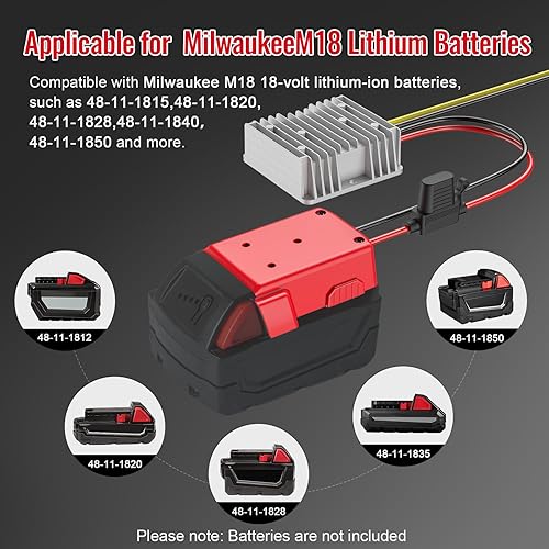 Miniatura 3 de Convertidor reductor de 18 V a 12 V para Milwaukee M18 Power Wheels Adaptador de batería DC 12V 20A 240W Buck Converter Regulador con fusible de 30