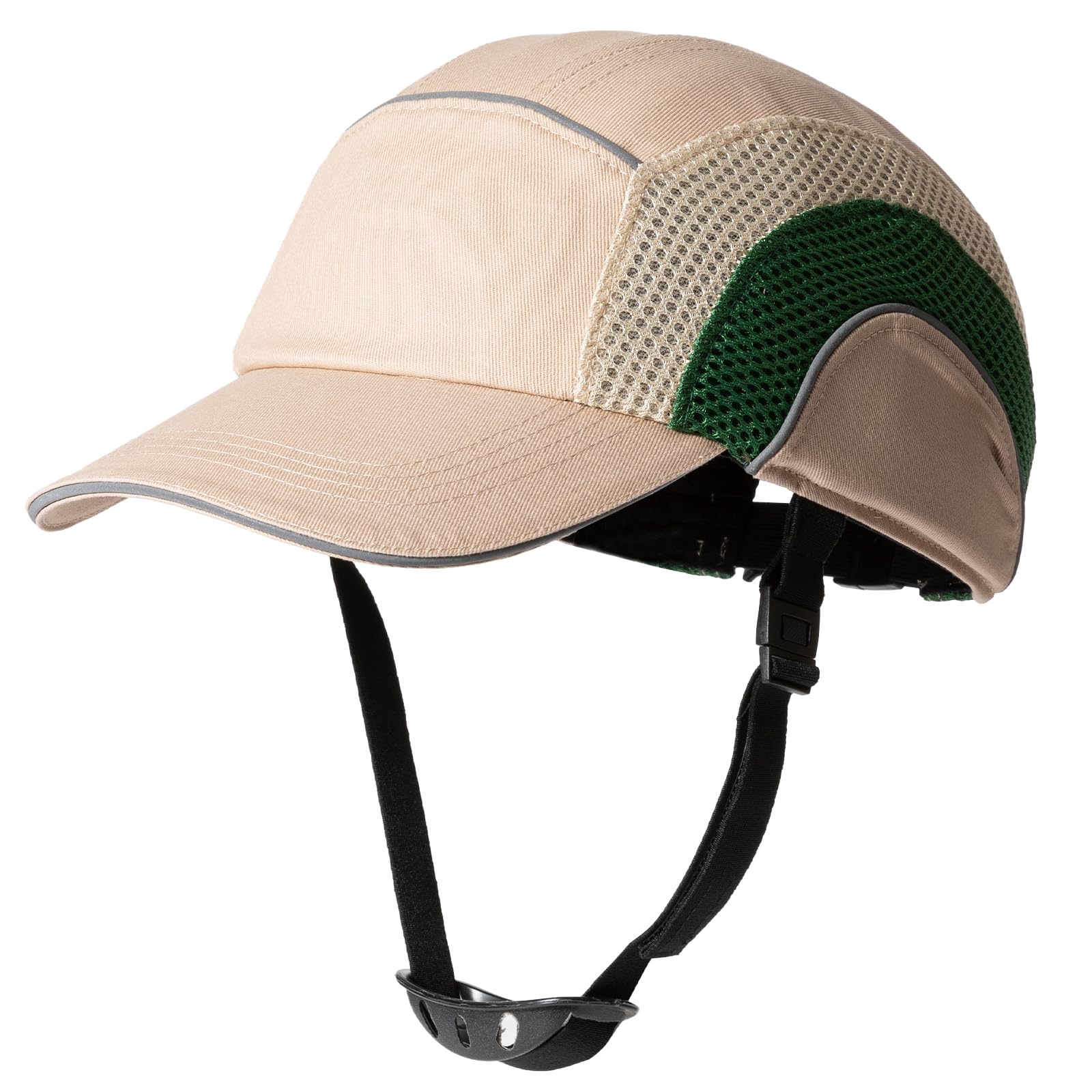 Lightweight Safety Bump Cap - Breathable Baseball Style Protective Hat with Reflective Stripes