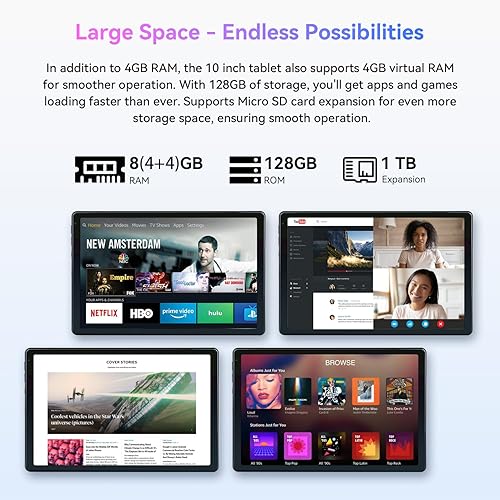 Miniatura 5 de Tablet de 10 pulgadas, Android 13 Go Octa Core Tablet con 8GB+128GB1 TB de expansión, WiFi 6G, cámara de 5MP+8MP, 5000mAh, pantalla dividida,