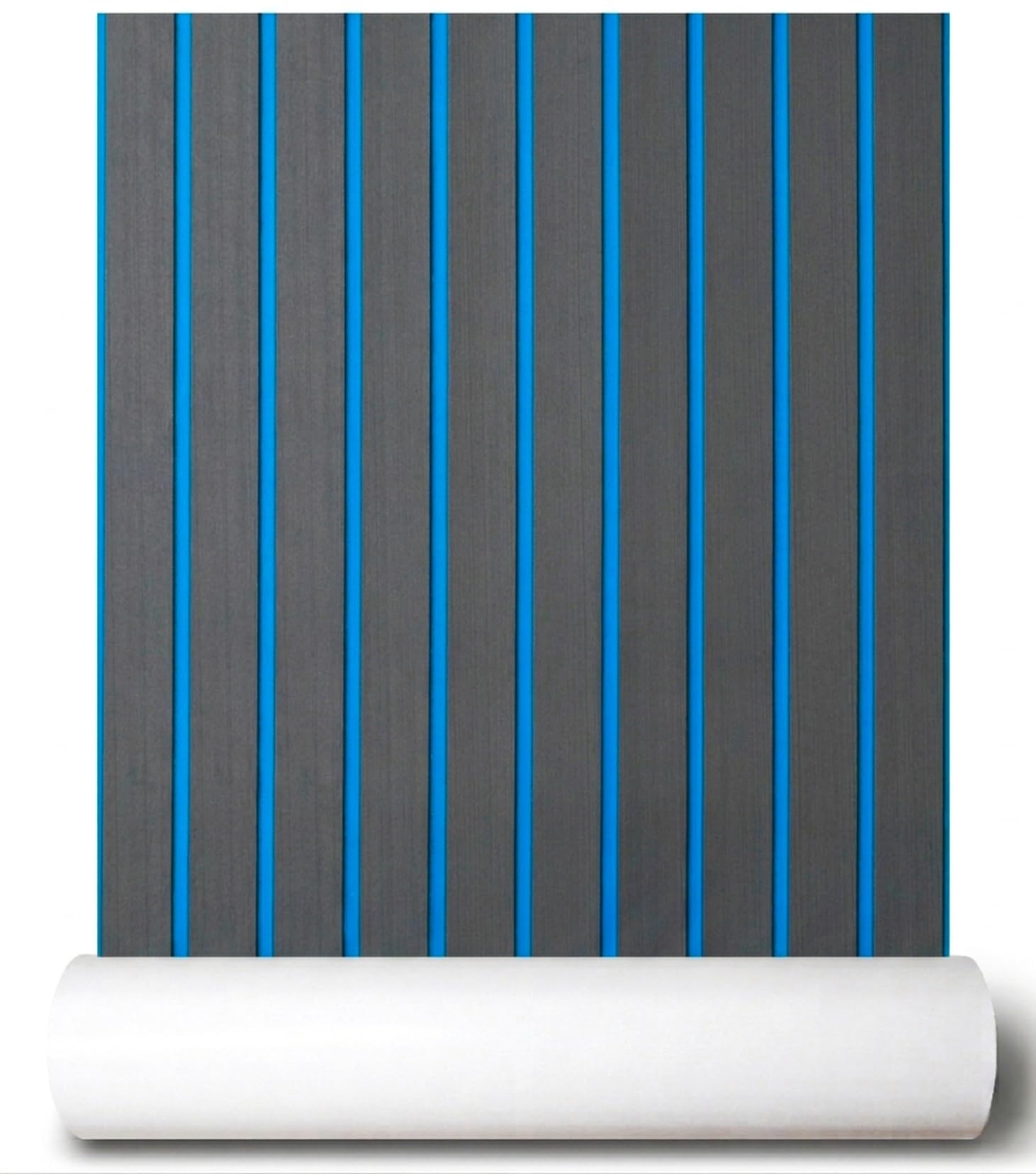 FOCEAN Boat Flooring EVA Foam Boat Decking Self-Adhesive Non-Slip Marine Carpet for Jon Boat Bass Boat Pontoon Boat Motorboat RV Yacht Kayak Surfboard, 47"x 15" Dark Grey with Blue Lines
