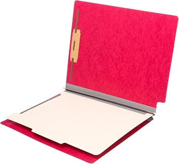 TAB Pressboard Classification Folder - End Tab, 1 Divider, 4 Fasteners, 2 Expansion, Letter Size - Executive Red, 25/Box