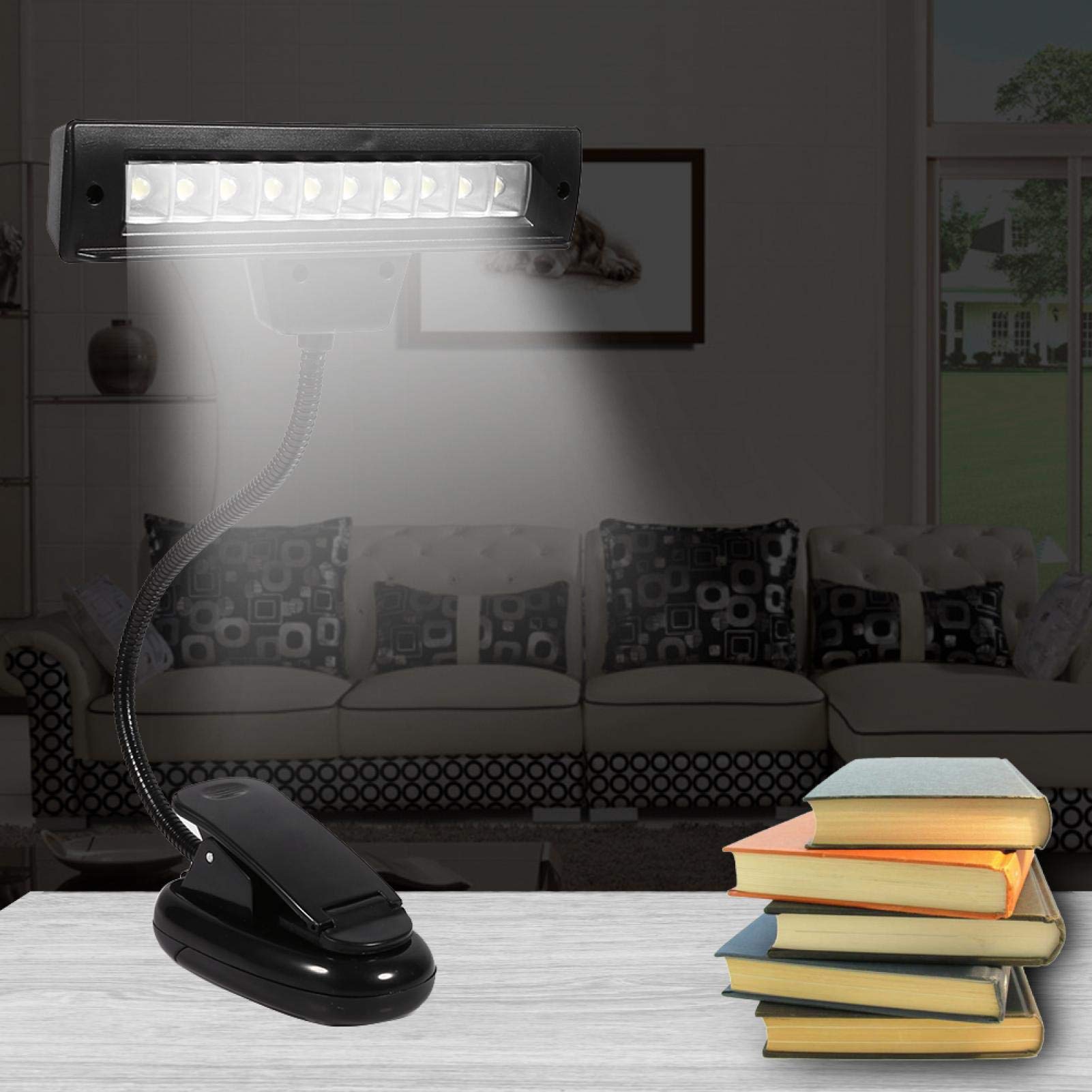 Lampada Da Lettura Ricaricabile Niiyen Con Clip - 10 LED Per Leggio, Pianoforte, Scrivania, Luce Regolabile