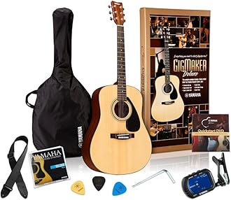 Yamaha GigMaker Deluxe Acoustic Guitar Package with FD01S Guitar, Gig Bag, Tuner, Strap and Picks - Natural