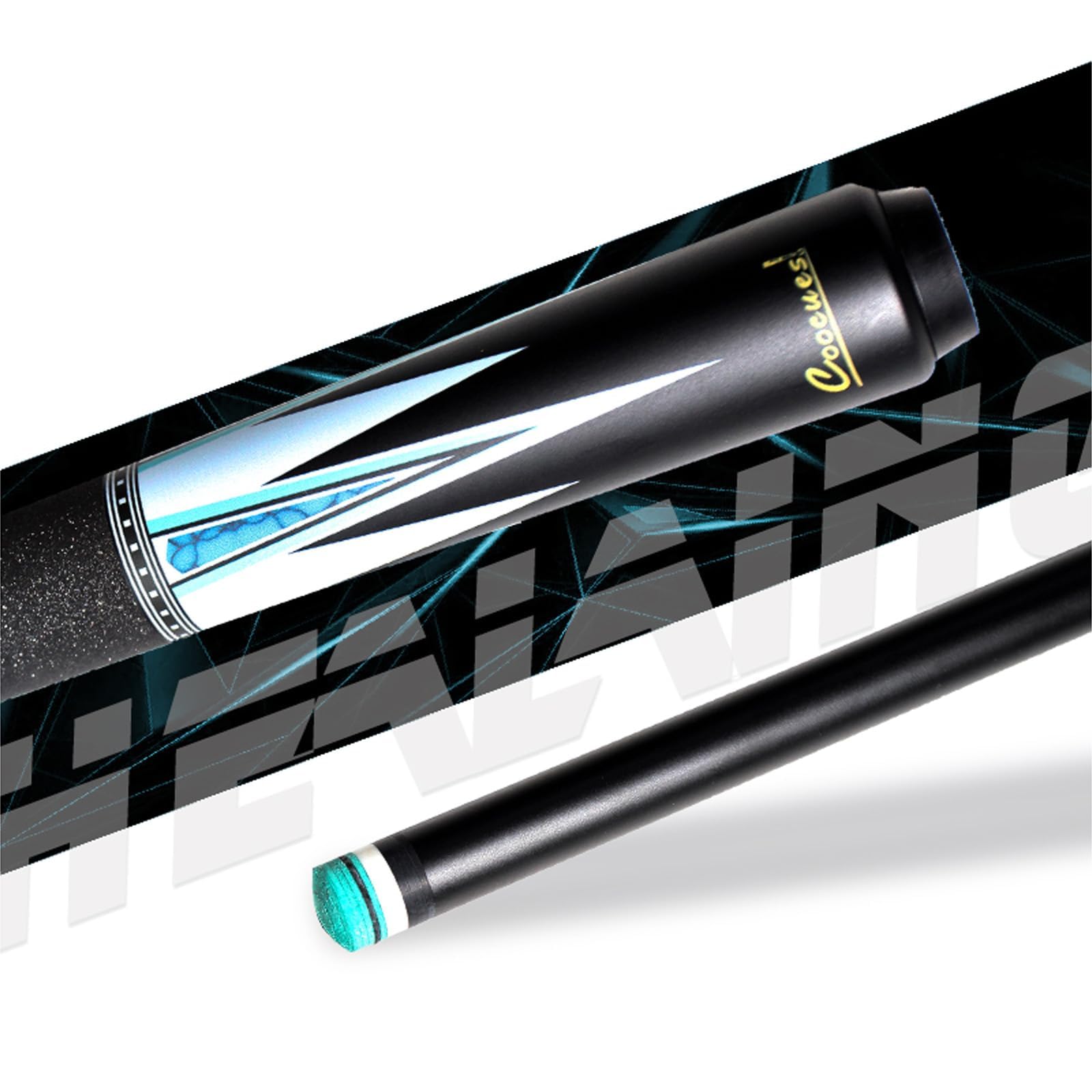 KHEALING Stecca da Biliardo Professionale Fibra di Carbonio Nera 12,5 mm 147 cm
