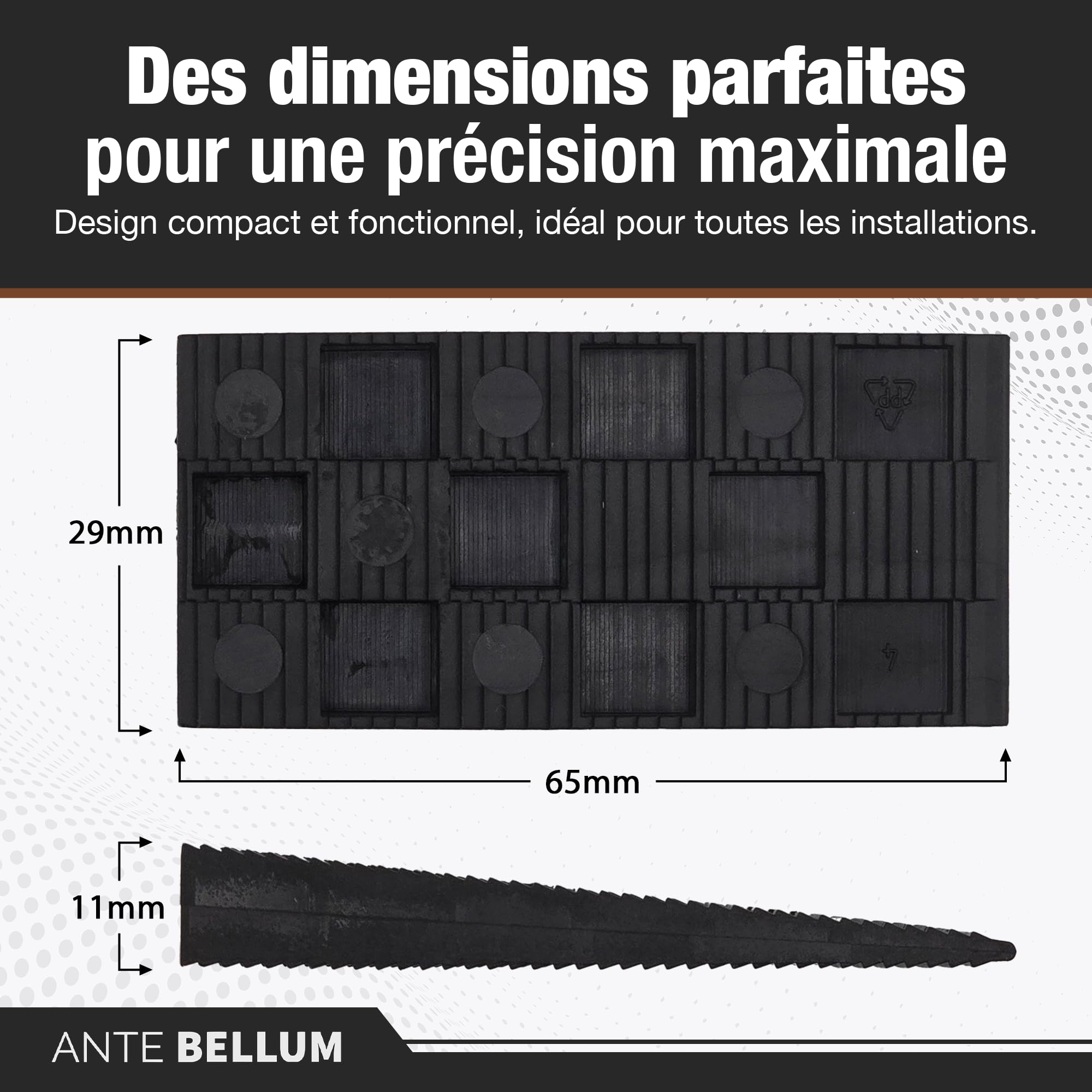 Ante bellum Lot de 100 Cales d'Espacement en Plastique – Cales de Montage pour Sols, Fenêtres et Portes, Alignement et Montage, Adaptées aux Travaux de Bricolage et Montage de Meubles
