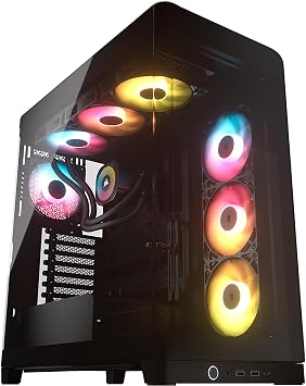 CORSAIR Frame 4500X RS-R ARGB Bundle Includes 3X RS120R ARGB Fans, 1x RS120 ARGB Fan, 1x Nautilus RS 360 ARGB CPU Cooler Black